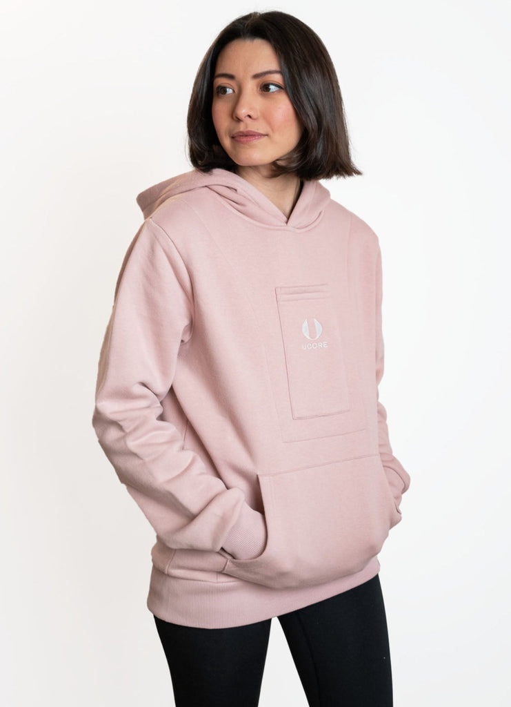 women's dusky pink ucore hoodie with pockets