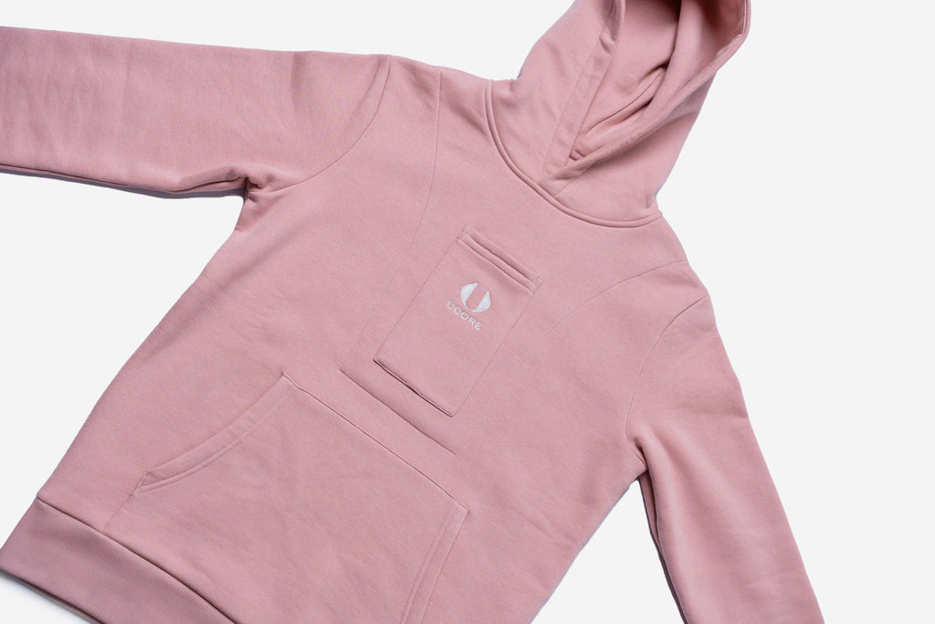 pink pullover hoodie designed by ucore