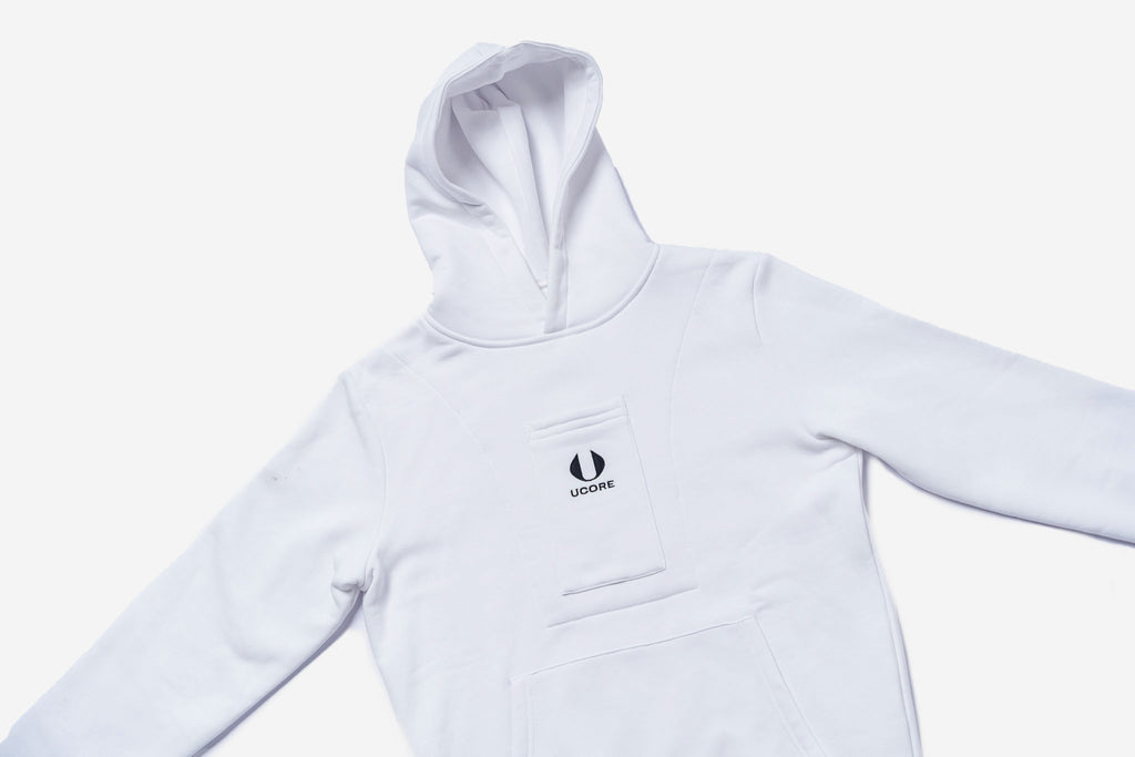 women's white pullover hoodie by ucore